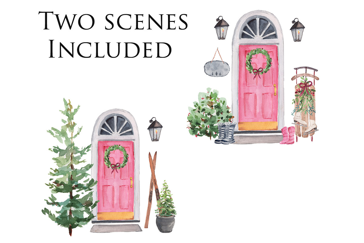 Christmas Doorway & Wreath, an Illustration by Graphic Blue Bird (Photo 4 of 7)