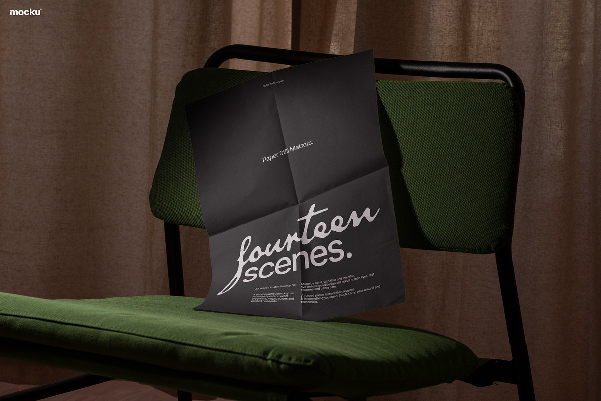 Editorial Folded Poster Mockup Set, a Books & Magazine Mockup by Mocku (Photo 2 of 17)