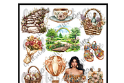 Watercolor Boho Spring Clipart, an Illustration by CraftCrateShop (Thumbnail 2 of 7)