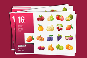 Fruit Icon Set, a Solid Icon by shin_std