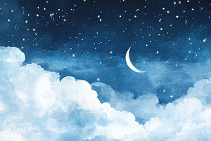 Watercolor for nursery starry night, a Decorative Illustration by Virgo Studio