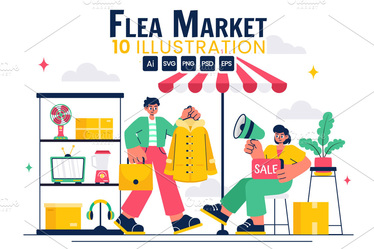 10 Flea Market Shopping Illustration, a Person Illustration by denayunebgt (Photo 1 of 4)