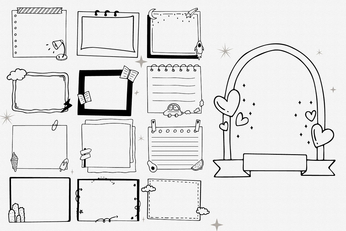 55 hand drawn cute frame, a Decorative Illustration by Pikgura (Photo 2 of 5)