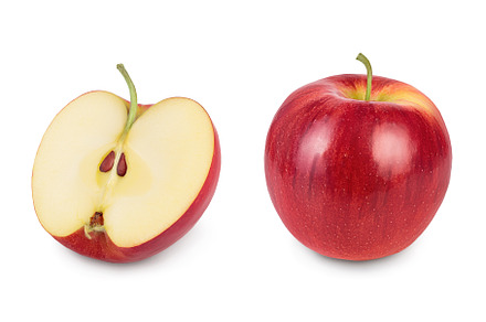 Red apple half isolated on white, a Food & Drink Photo by NataPhoto