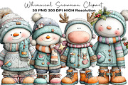 Whimsical Snowman Clipart, an Animal Illustration by Black Bird Studio (Thumbnail 1 of 6)