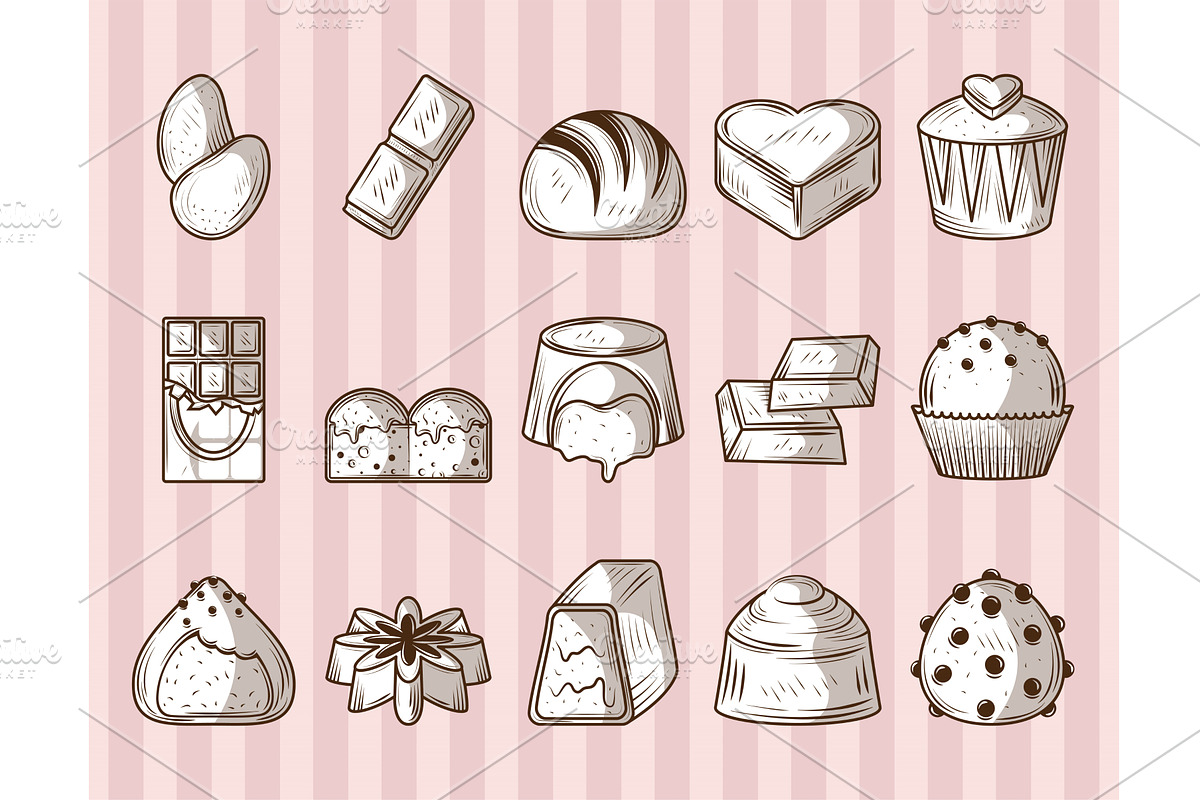 icons chocolate candies, a Food Illustration by studiogstock