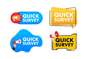Megaphone label set with text quick