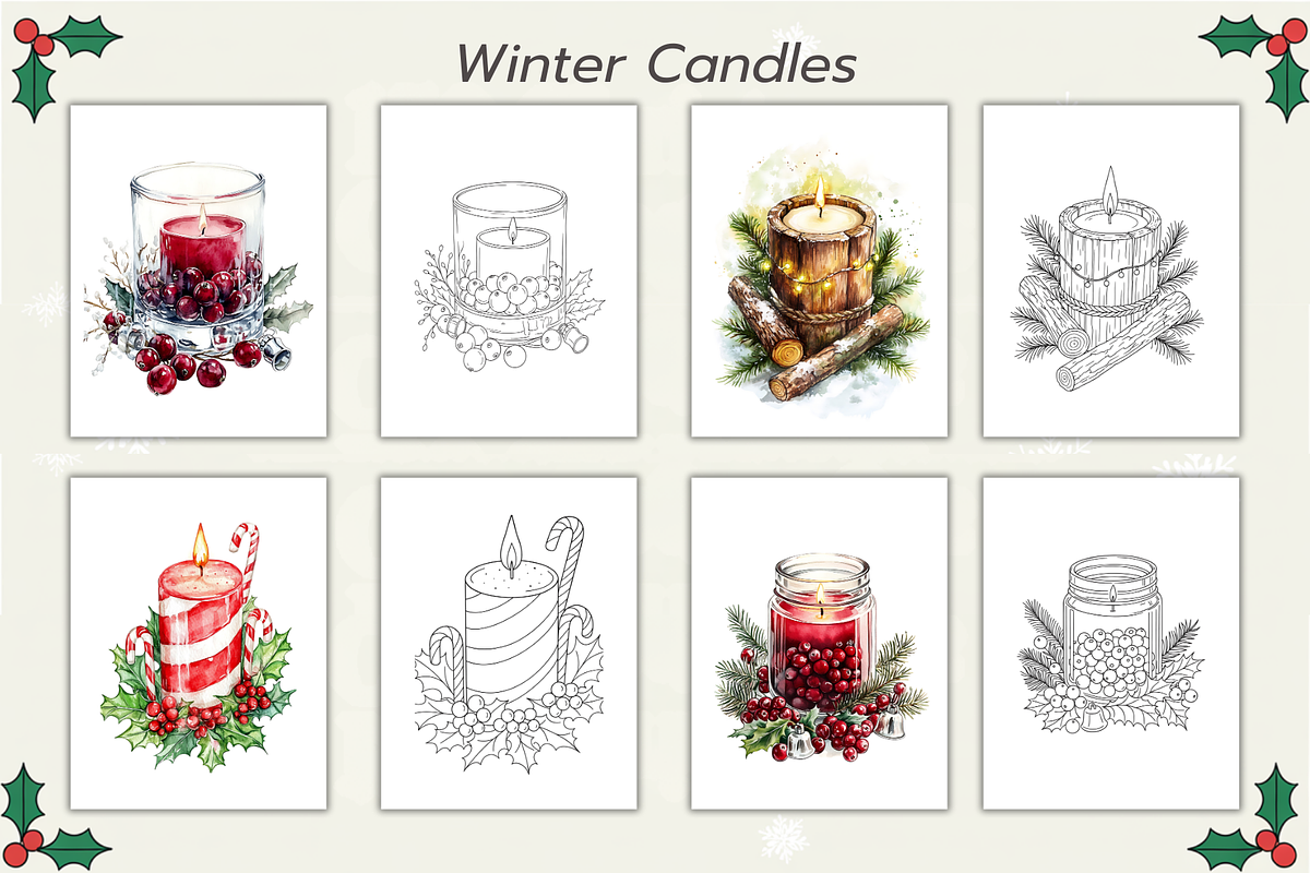 150 Christmas Coloring Pages Bundle, a Seasonal Illustration by Daffodil Dream Studio (Photo 9 of 18)