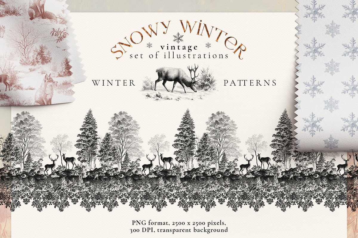 Snowy Winter - vintage illustrations, a Seasonal Illustration by Pamyatka Shop (Photo 14 of 17)