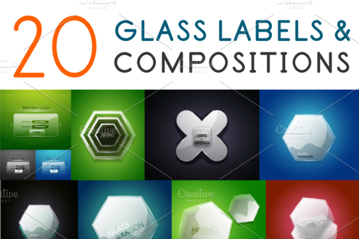 20 glass labels compostitions, a Graphic by antishock