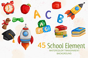 Watercolor Back to School and Animal, an Animal Illustration by Apixsala (Thumbnail 7 of 12)