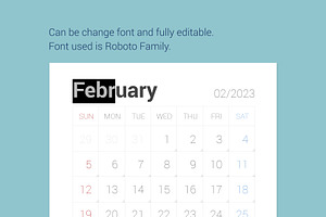 2023 Simple Calendar Sunday