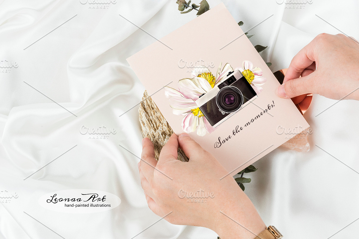Retro Camera Summer Clip Art, a Seasonal Illustration by Leonaa art (Photo 3 of 9)