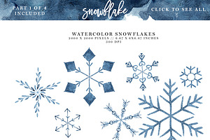 Watercolor Snowflake Winter Graphics