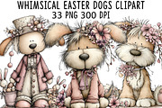 Whimsical Easter Dogs Clipart, an Illustration by CraftArtStudio (Thumbnail 1 of 6)