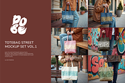 Totebag Street Mockup Set - Vol 1, a Merchandise Mockup by DOBE Studio (Thumbnail 1 of 5)