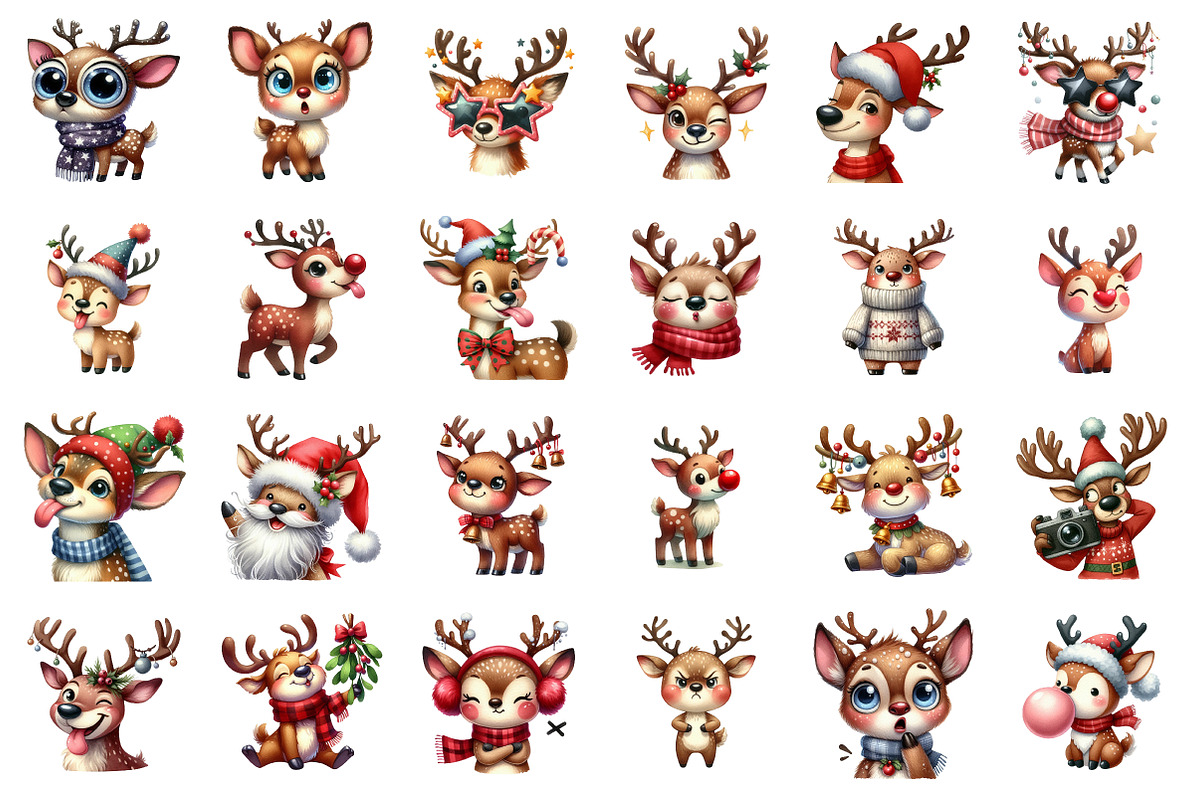 Reindeer Merry Christmas Clipart PNG, an Illustration by SinaCreation (Photo 2 of 7)