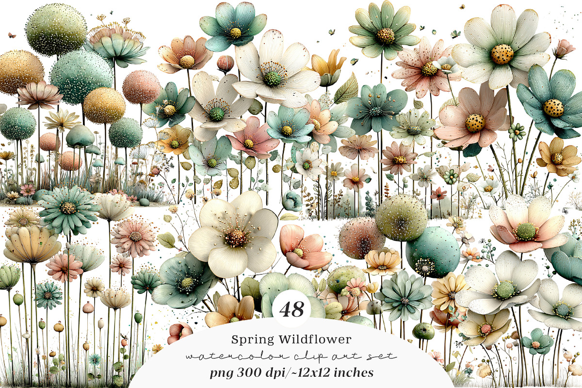 Spring wildflower clipart, an Illustration by SinaCreation (Photo 1 of 11)