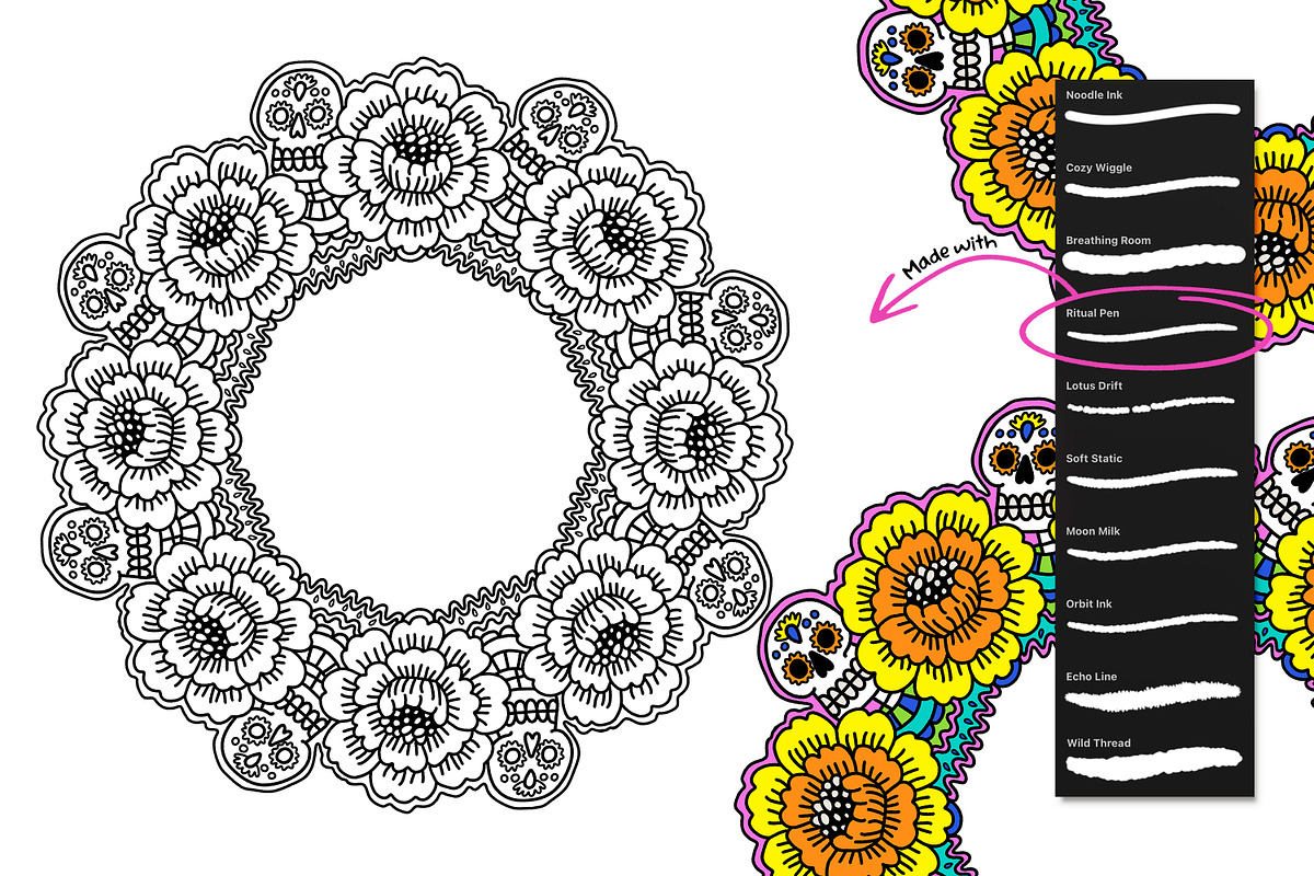 Wandering Mandala Procreate Inkers, a Brush Add-On by Heather Green Designs (Photo 6 of 13)