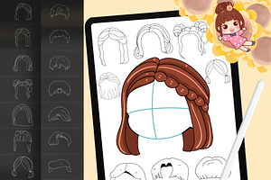 130+ Procreate Hair Stamp Brushes, a Brush Add-On by DrawingStoryShop