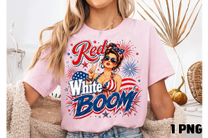 Red White and Boom 4th July PNG, a Seasonal Illustration by DreamCafeArt
