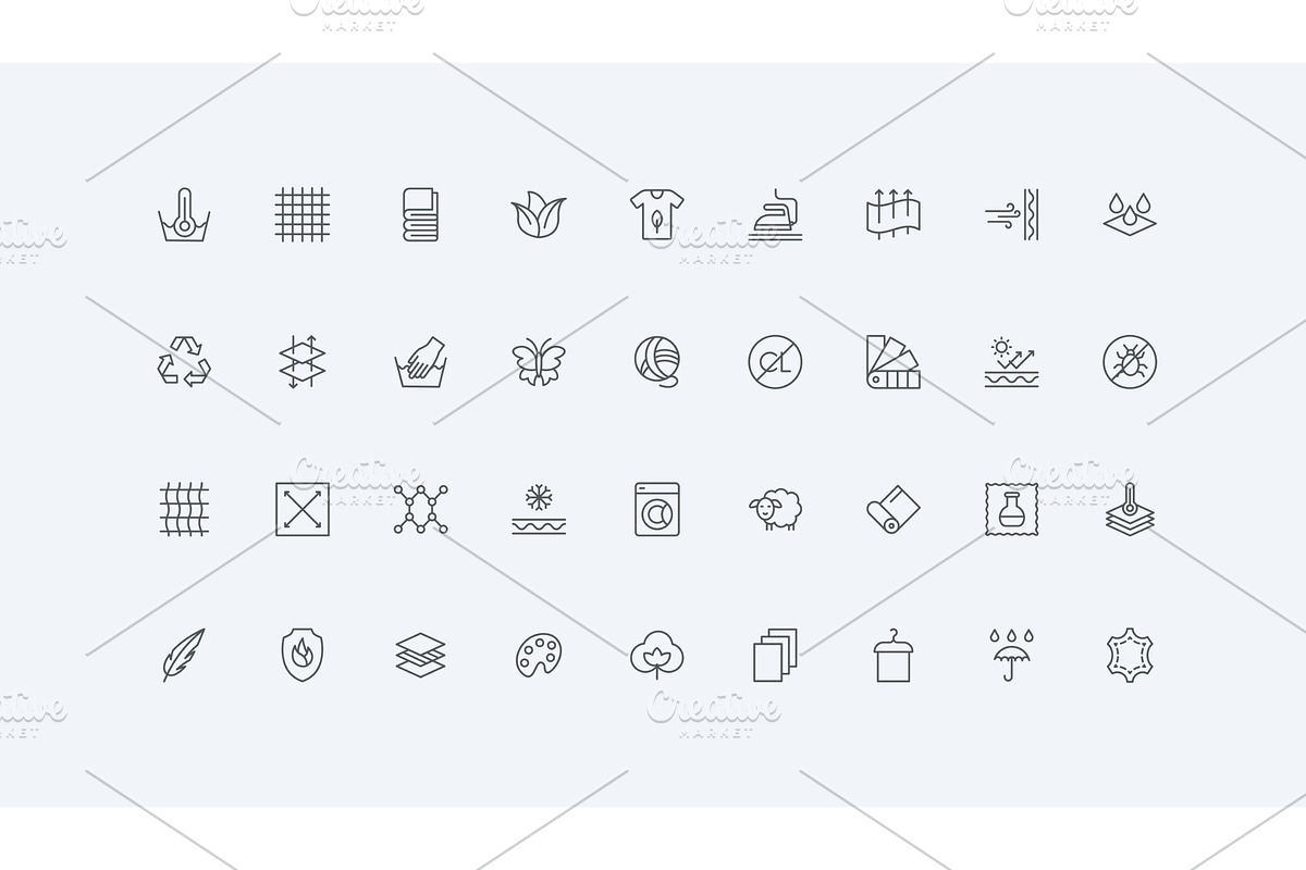 Fabric features properties icons, an Object Illustration by Lemberg Vector