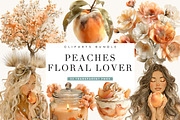 Peaches Floral Lover Clipart Bundle, an Object Illustration by BusyDaydesign (Thumbnail 1 of 9)