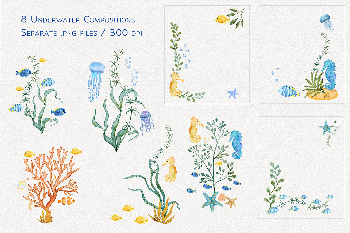 Floating Fish Watercolor Set, a Decorative Illustration by Aurella Art (Photo 6 of 12)