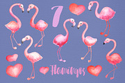 Pink Flamingo And Hearts Watercolor, an Illustration by RabbitAndPencil (Thumbnail 2 of 4)
