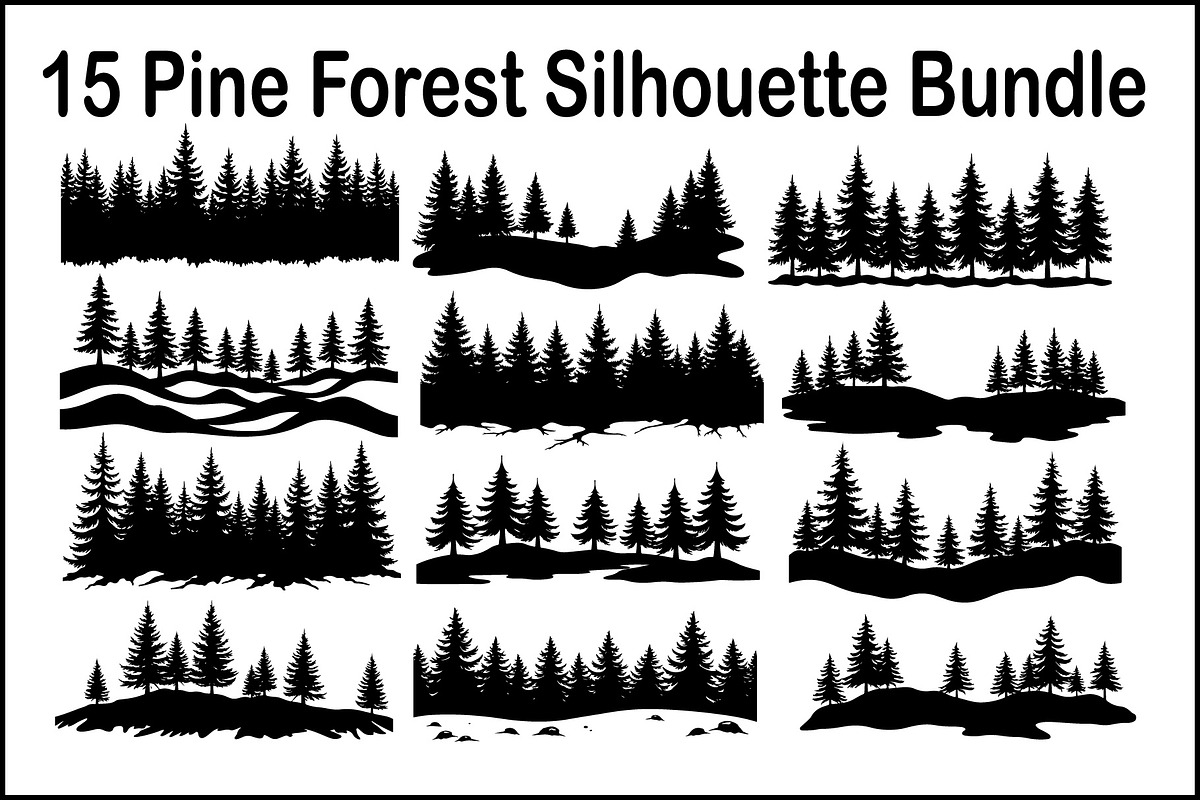 Pine Forest Silhouette Bundle, a Graphic by hafijul (Photo 1 of 16)