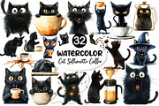 Cat Silhouette Love Coffee Clipart, an Illustration by Dream Creation (Thumbnail 1 of 6)