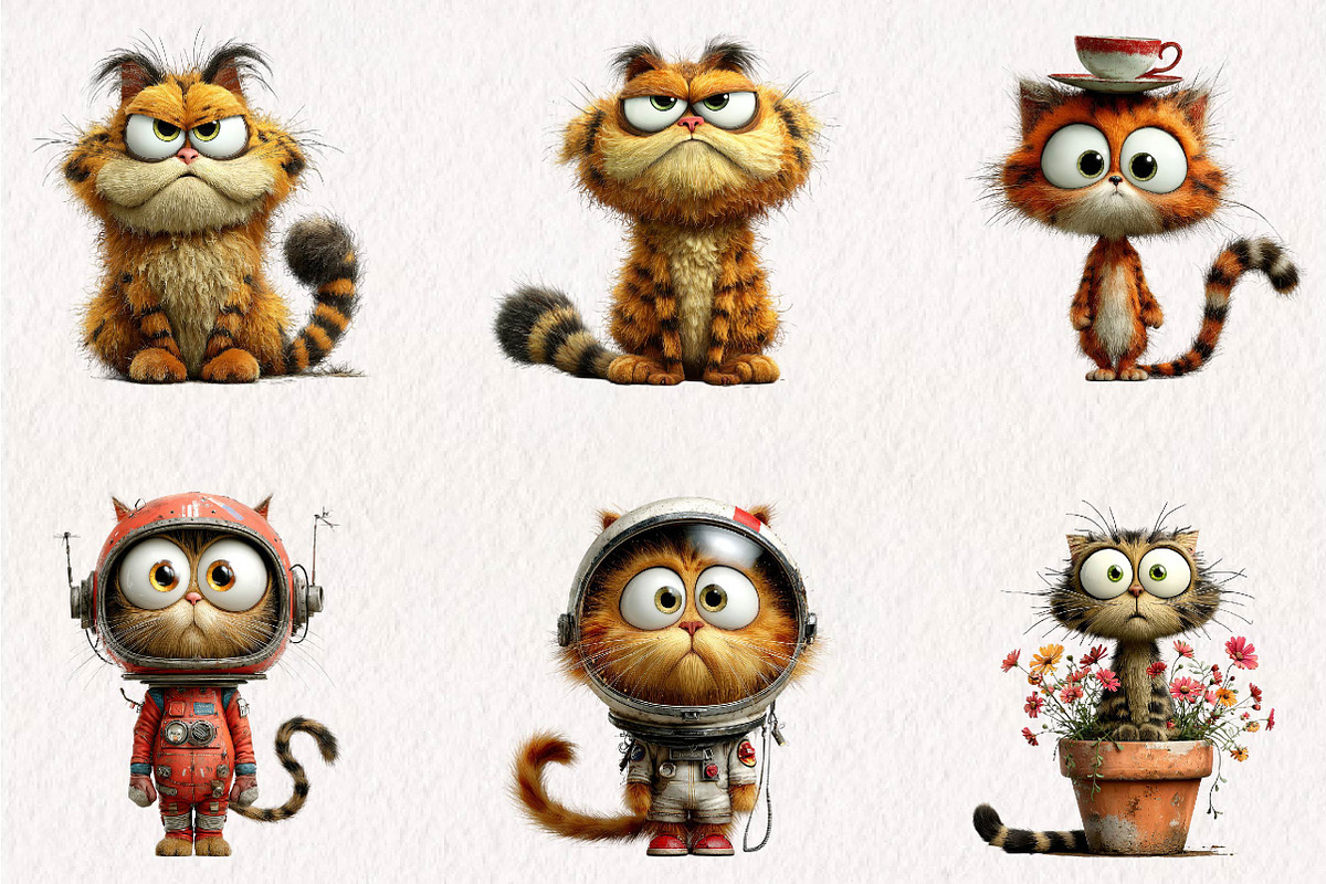 Quirky Cat Clipart PNG, a Seasonal Illustration by CreationArt (Photo 3 of 7)