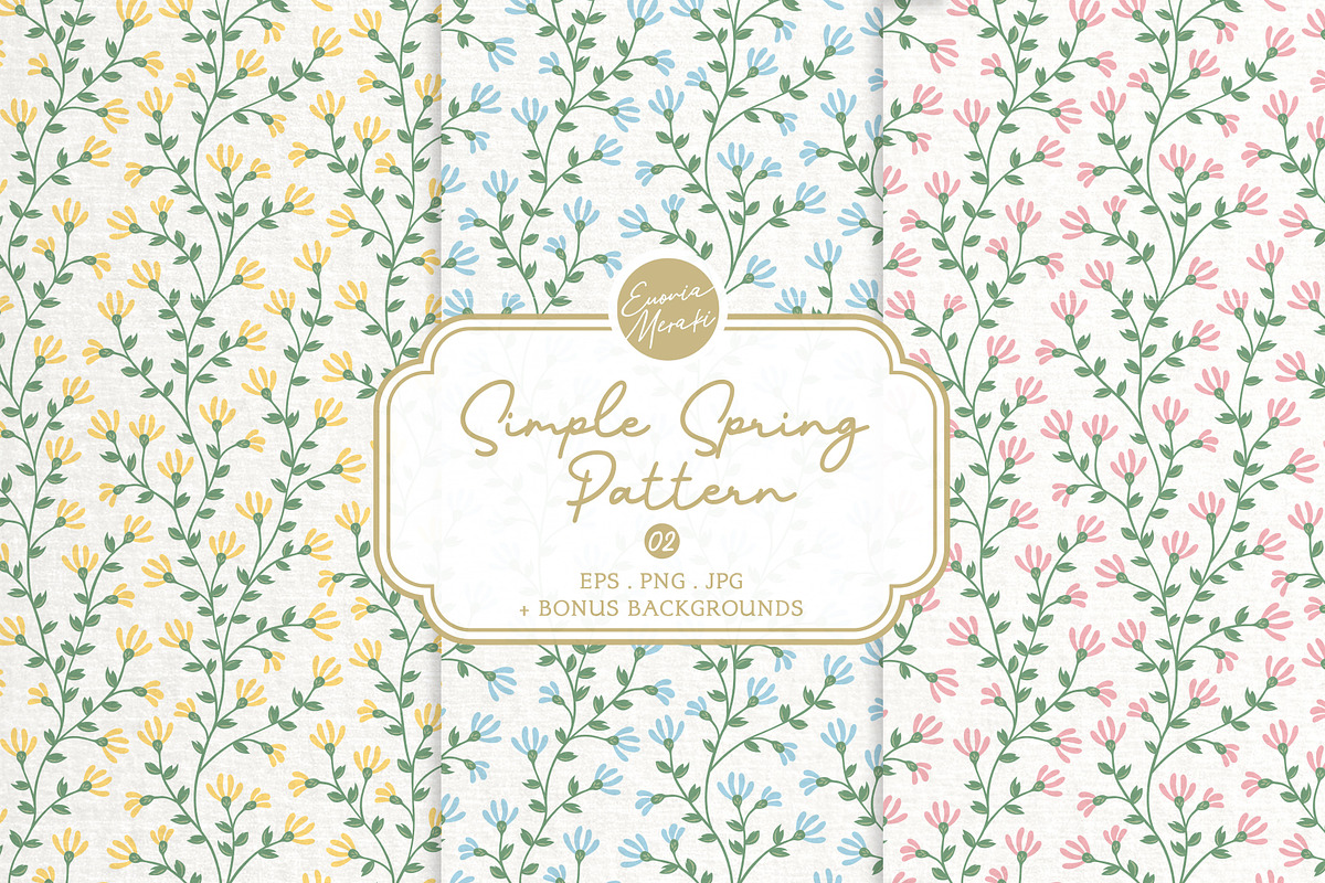 Simple Spring Pattern 02 Vines, a Pattern Graphic by Euonia Meraki