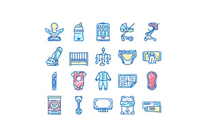 Baby Shop Selling Tool set Icons, an Object Illustration by pikepicture