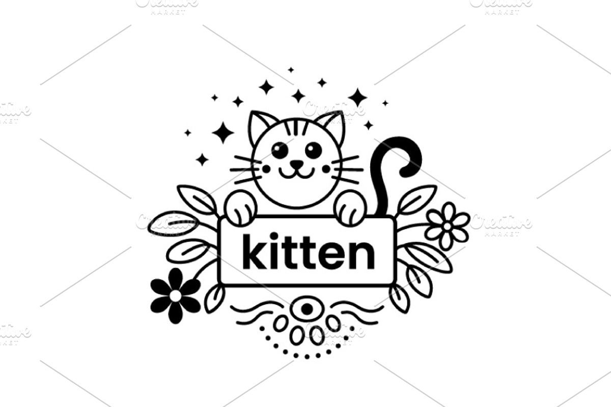 Cats cartoon logos or emblems, an Outline Icon by Lianella's Shop (Photo 1 of 3)