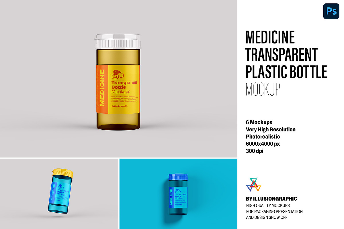 Transparent Plastic Bottle Mockup, a Product Mockup by Illusiongraphic (Photo 1 of 20)