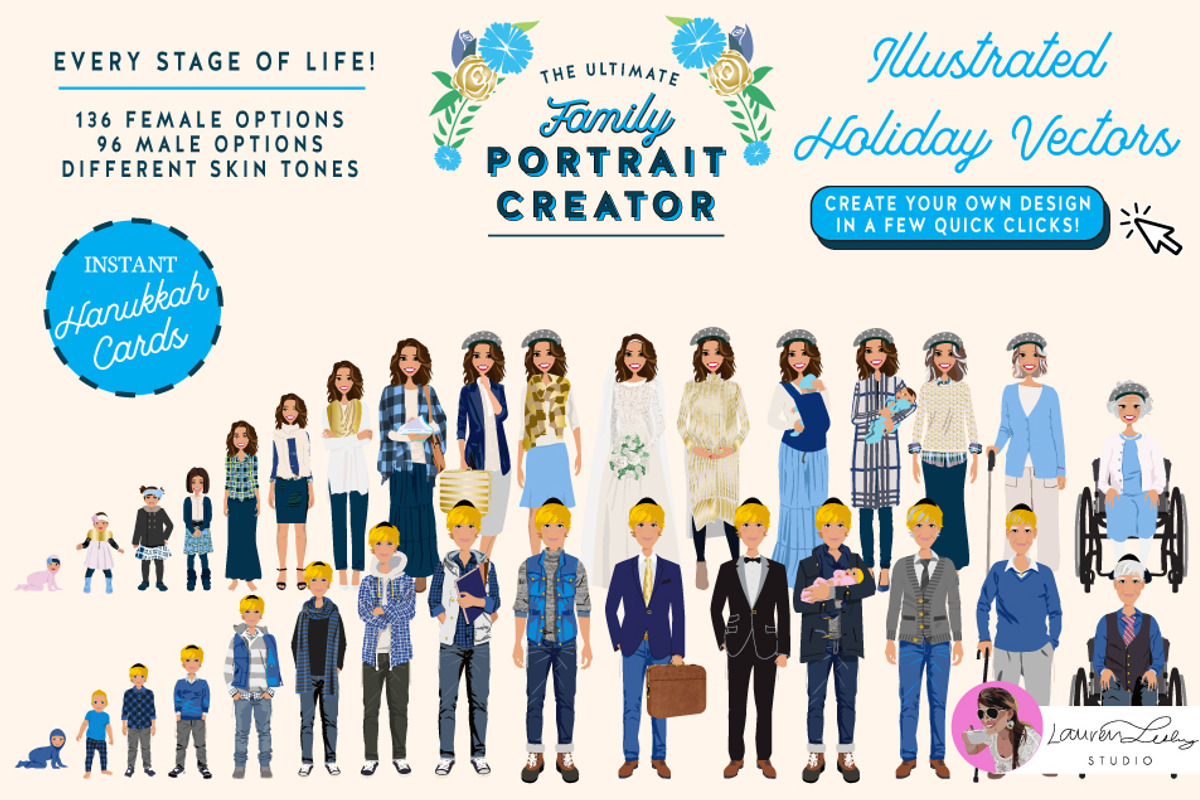 Portrait Creator Jewish Hanukkah, a Person Illustration by Lauren Lesley Studio (Photo 12 of 16)