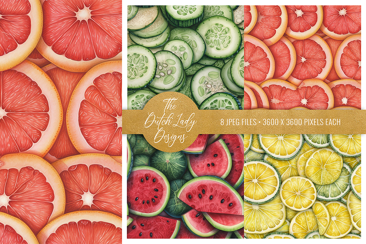 Fruit Slices Seamless Patterns, a Pattern Graphic by The Dutch Lady Designs (Photo 4 of 5)