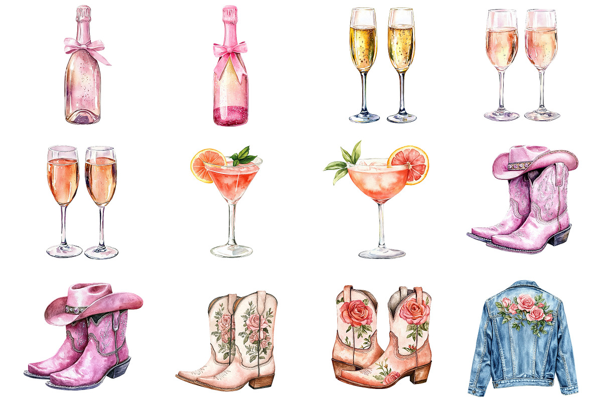 Cowgirl Bachelorette Clipart, a Seasonal Illustration by CitraGraphics (Photo 2 of 7)