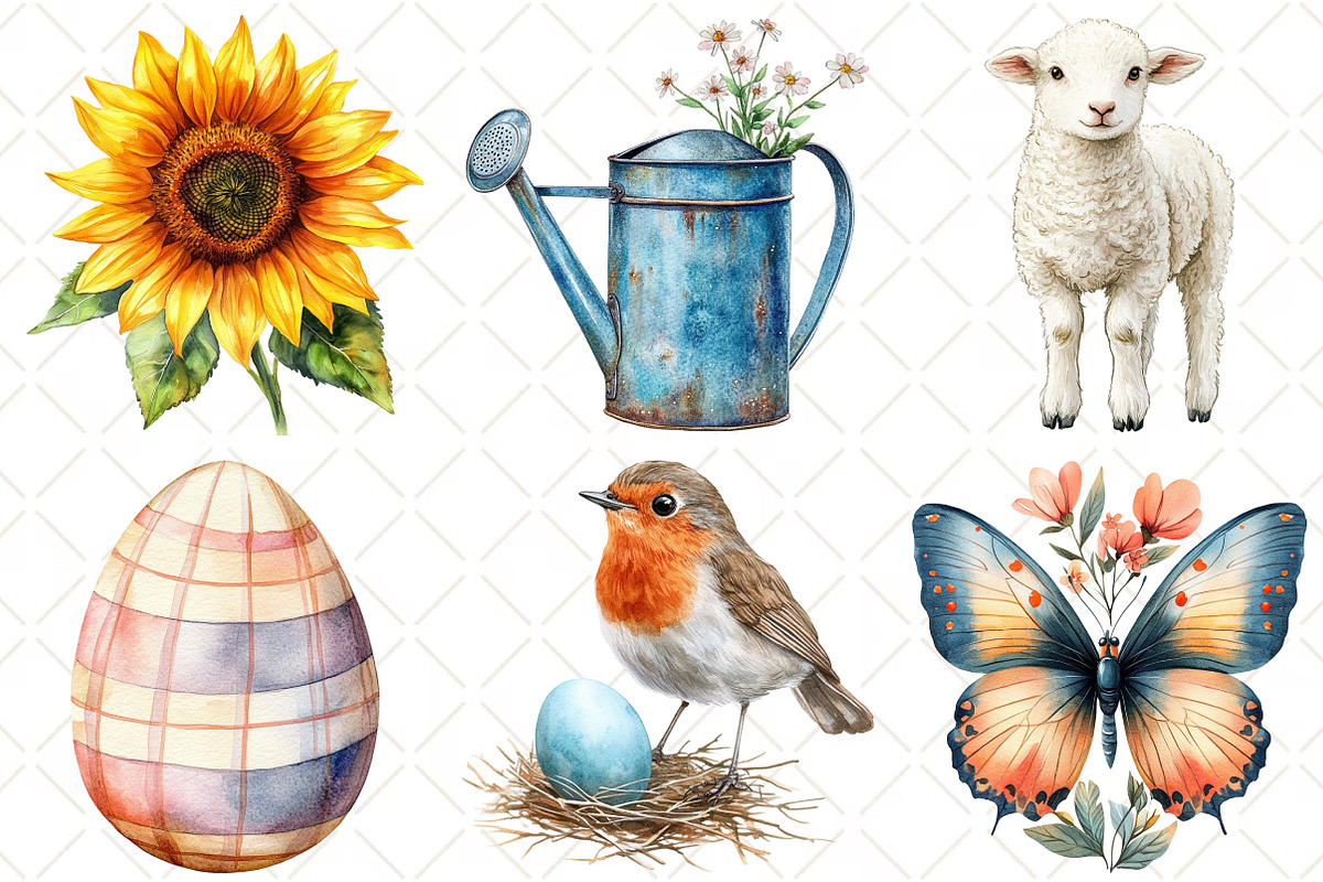 Watercolor Easter Clipart, an Illustration by Black Bird Studio (Photo 5 of 5)