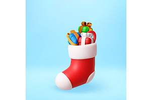 3d christmas stocking filled with, an Object Illustration by Abscent