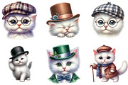 White Kitten Gentleman Cap Clipart, an Illustration by DreamArtGraphic (Thumbnail 3 of 4)