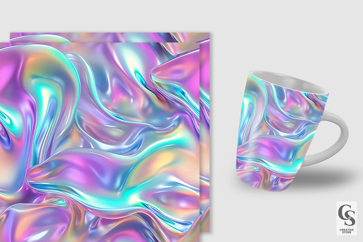 Holographic Silk Satin Digital Paper, a Pattern Graphic by Creative Store (Photo 2 of 5)