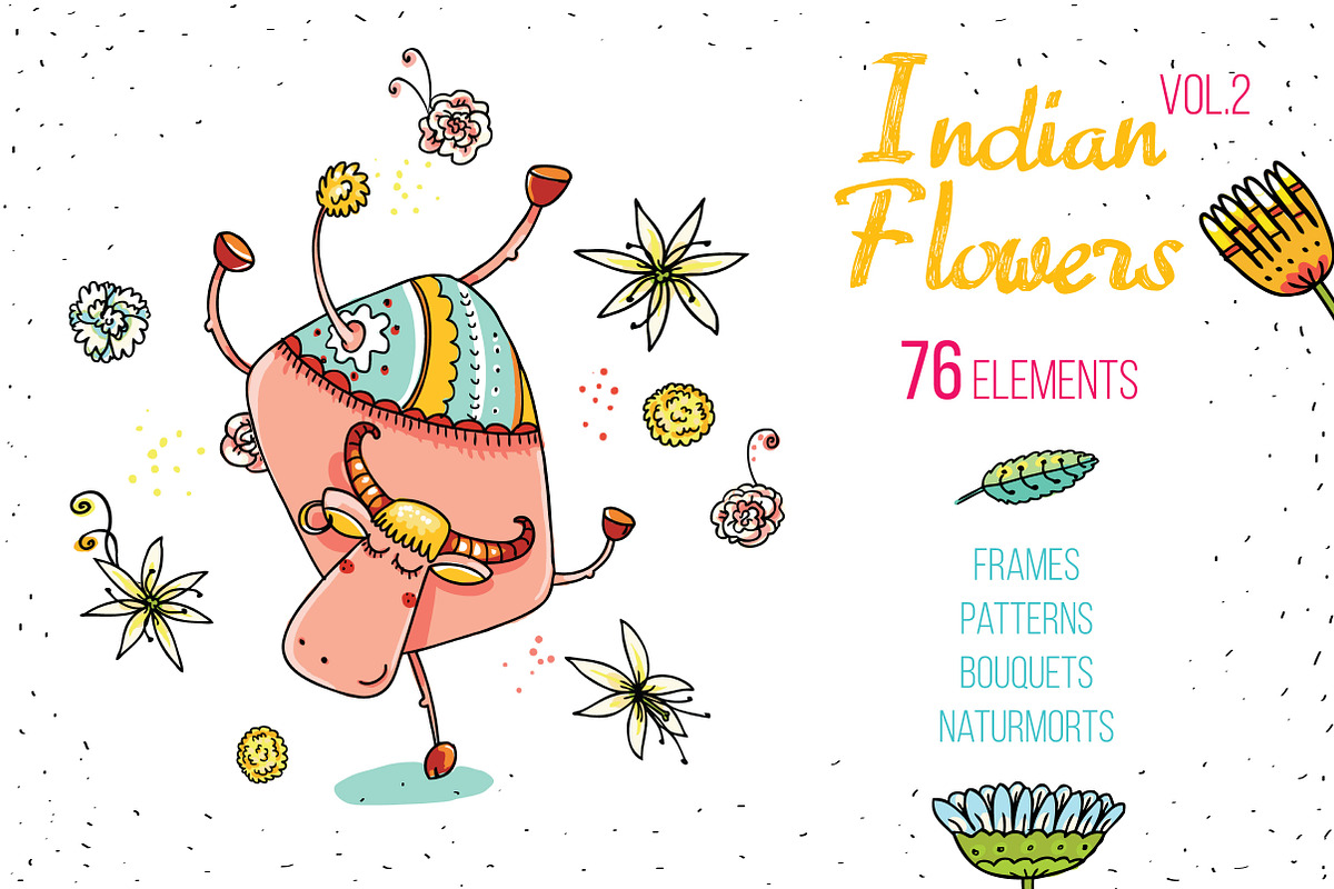 Indian Flowers (vol.2) 76 objects, an Object Illustration by Zooza Art (Photo 1 of 9)