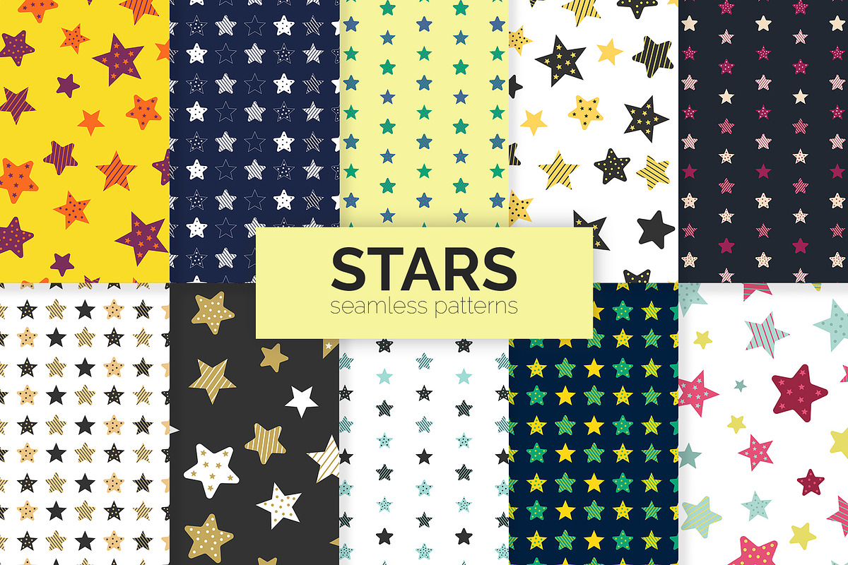 Stars Seamless Patterns, a Pattern Graphic by 3Y_Design (Photo 1 of 6)