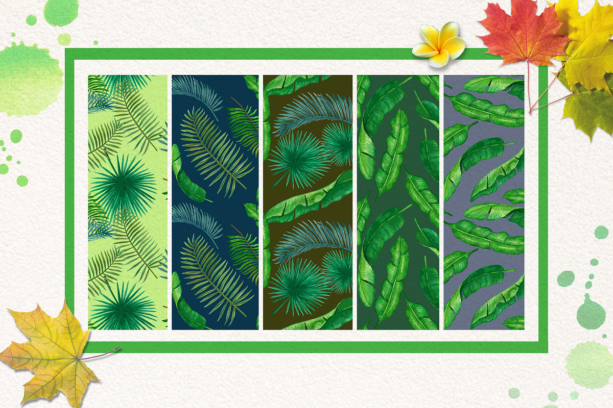Palm and Banana Leaves Patterns, a Pattern Graphic by Graphobia (Photo 3 of 7)