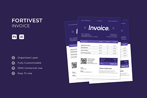 Fortivest Insurance - Invoice, a Stationery Template by Esensifiksi.studio