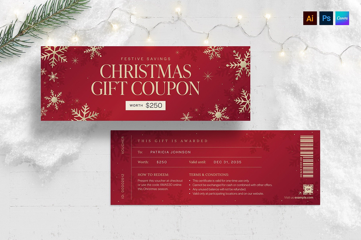 Christmas Gift Voucher & Coupon, a Stationery Template by BrandPacks (Photo 2 of 5)