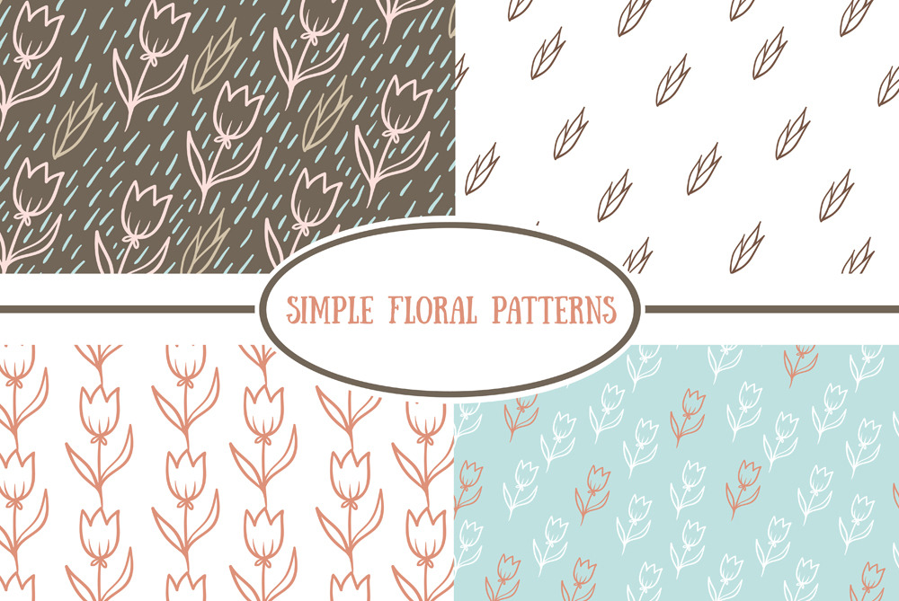 Set of simple floral patterns, a Pattern Graphic by Alenkakarabanova