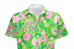 Preppy Pink And Green Floral Pattern